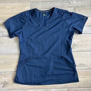 Carhartt Womens Small Scrub Top Shirt Force Modern Fit Navy V-Neck Top C12106